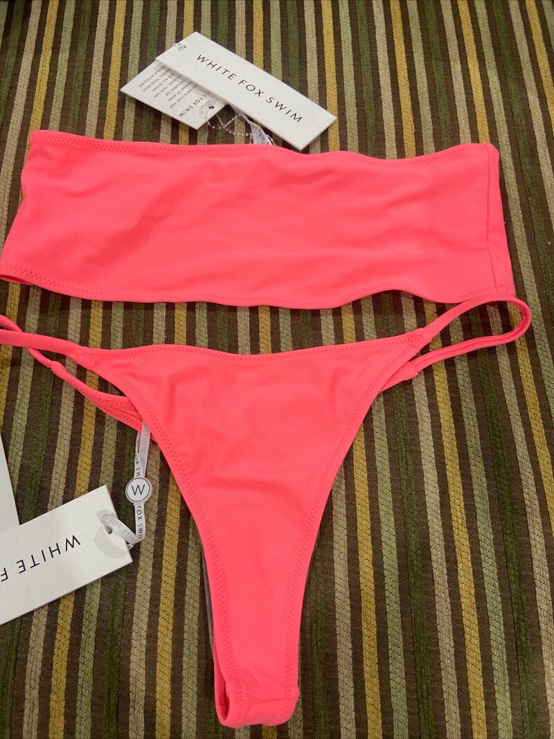 White Fox - White Fox Kiki Top Sz M Hollywood Bottoms Sz S Neon Peach Bnwt  on Designer Wardrobe