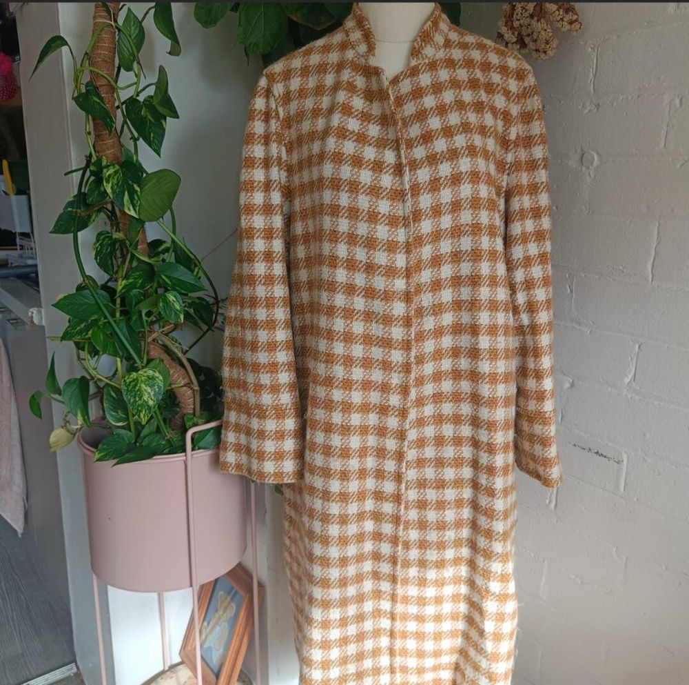 Diega yellow white Checkered Coat