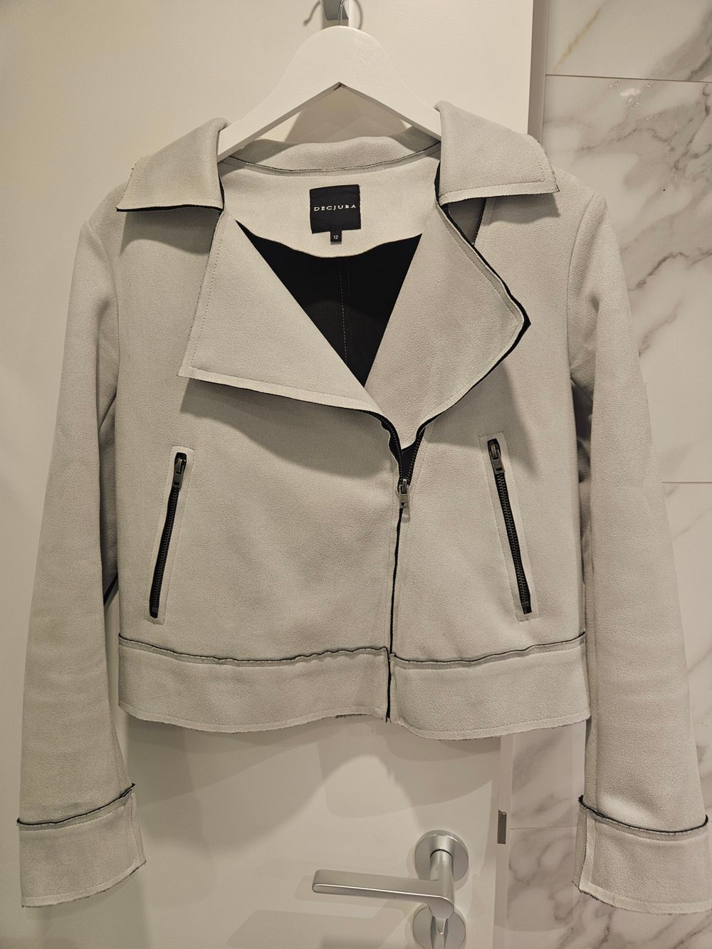 DECJUBA Grey Suede Biker Jacket
