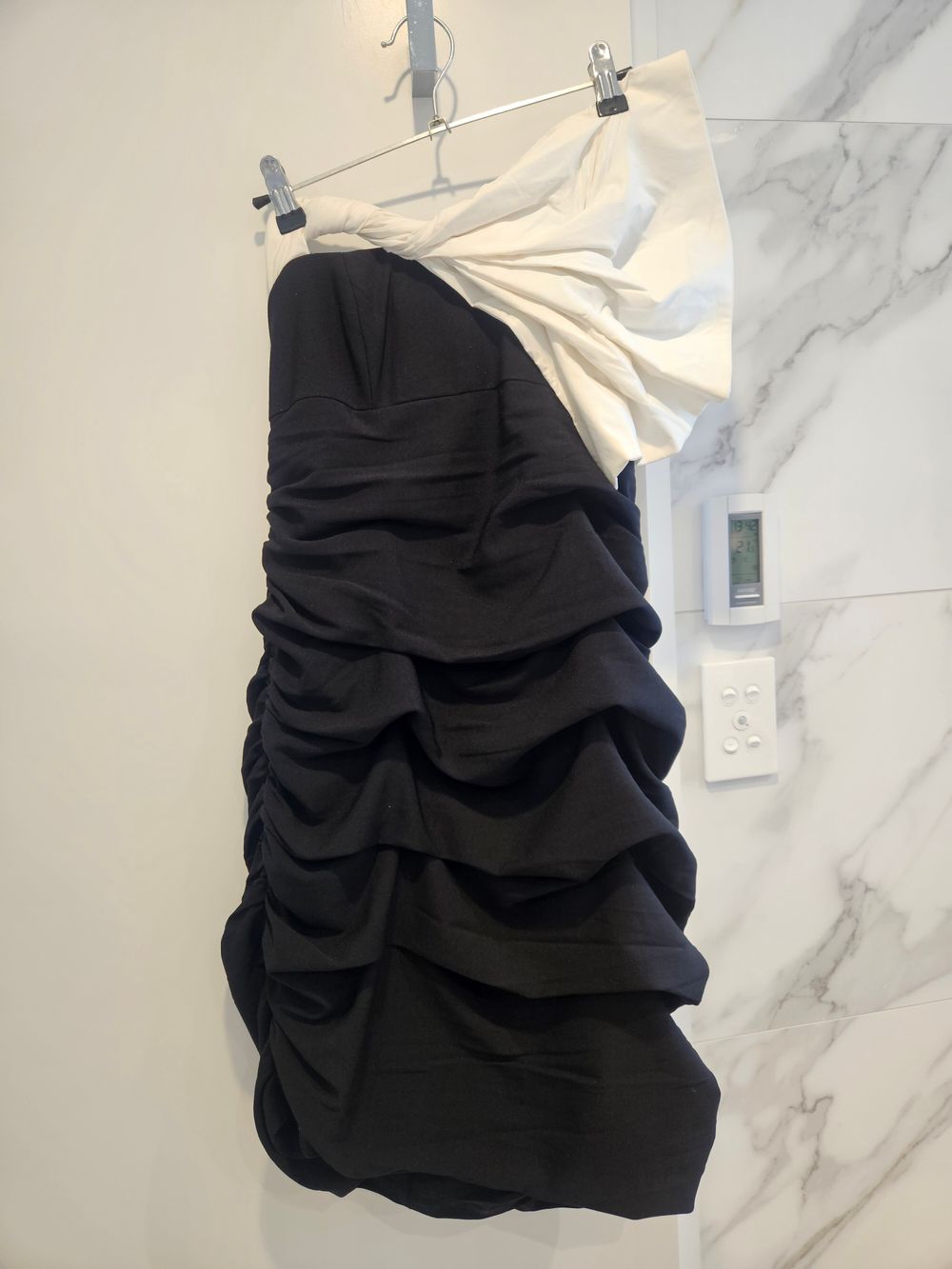 sheike black strapless dress 90% Nylon / 10% festhkfjwop143b0 Striped Stretch Viscose Flared UK Size:16