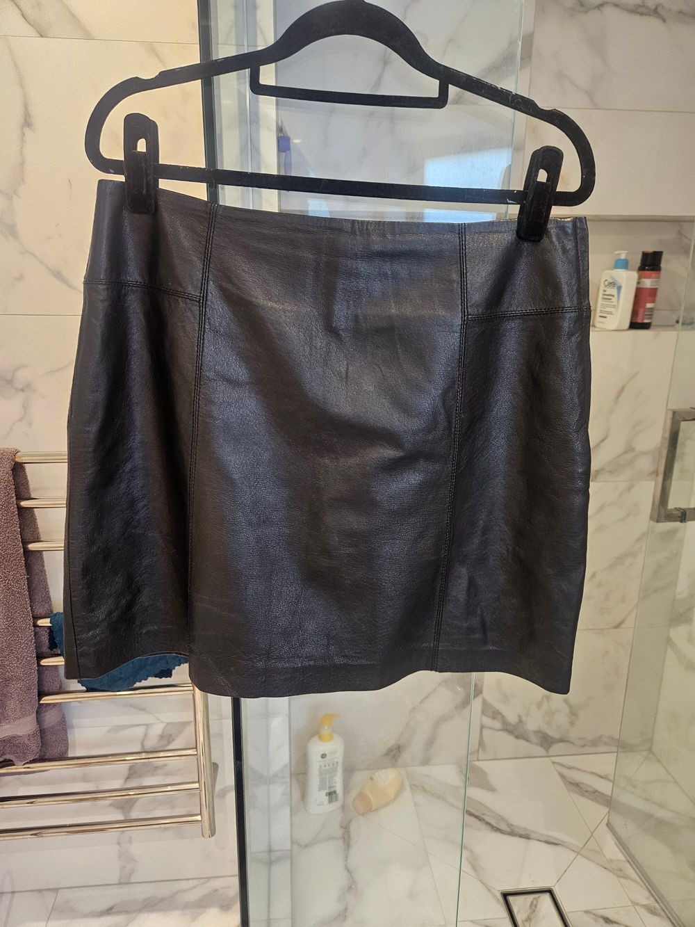 Portmans Black Genuine Leather Mini Skirt