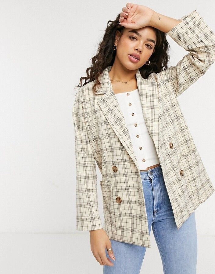 Twiggy Check Double Breasted Blazer