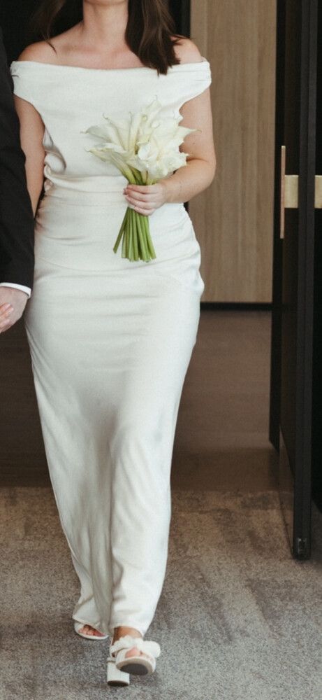 Bec and Bridge Eternity Off The Shoulder Maxi Dress in Cream