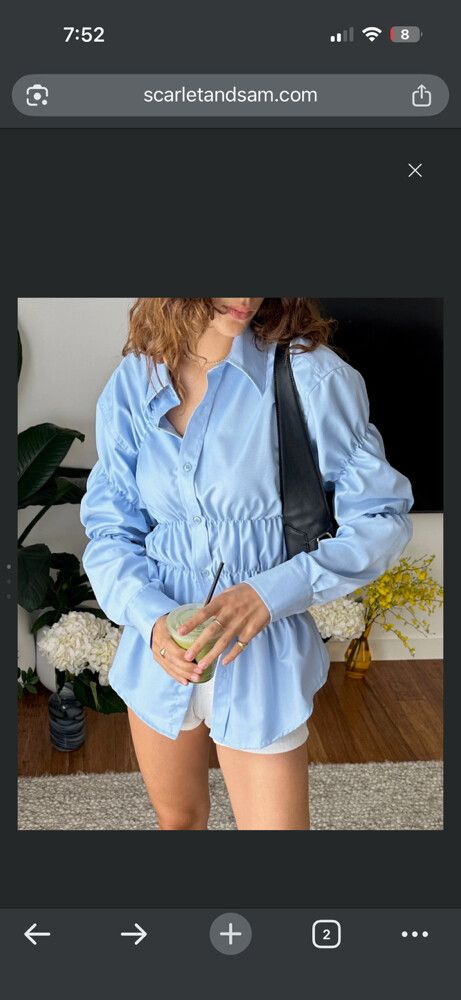 Scarlet & Sam Scrunched Shirt Milk Blue Size