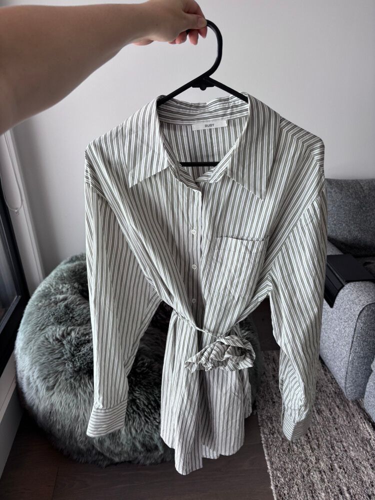 RUBY Green White Striped Shirt Size 12