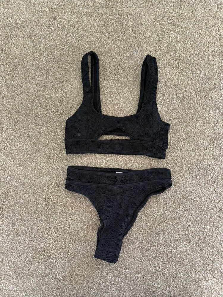 Bond-Eye Black Textured Bikini Set