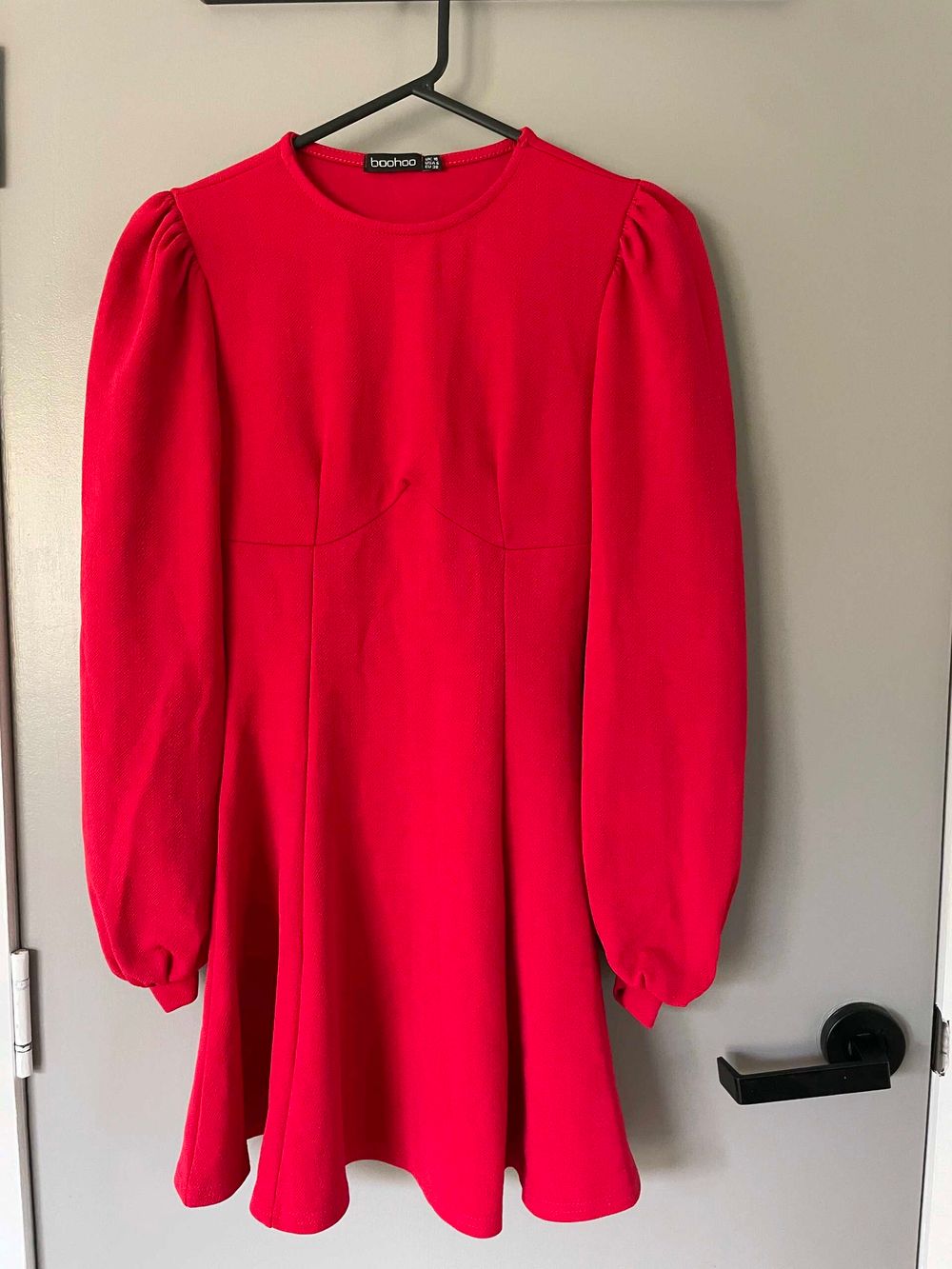 Boohoo Red Long Sleeve Skater Dress Size 10
