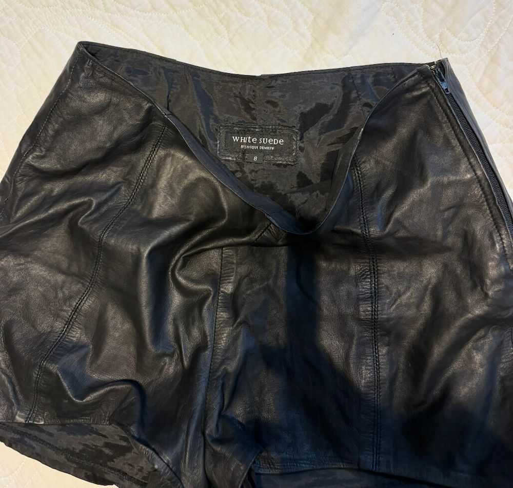 Leather Black mini shorts