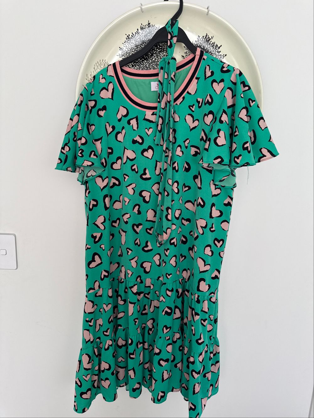 Charlo - Charlo Green Heart Print Dress on Designer Wardrobe