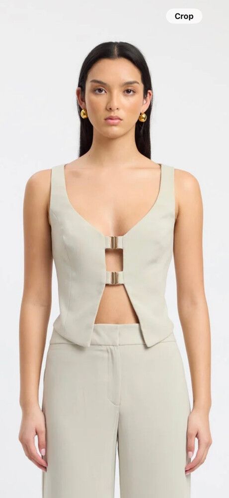 Kookai sage gold buckle top