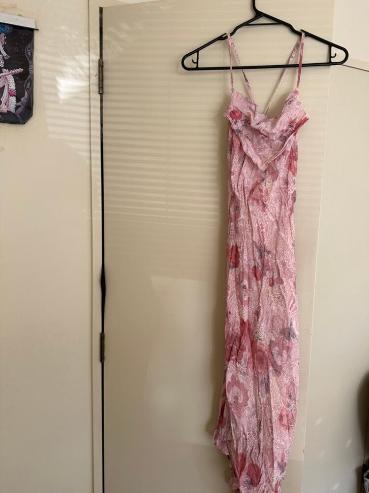 Pink floral maxi dress