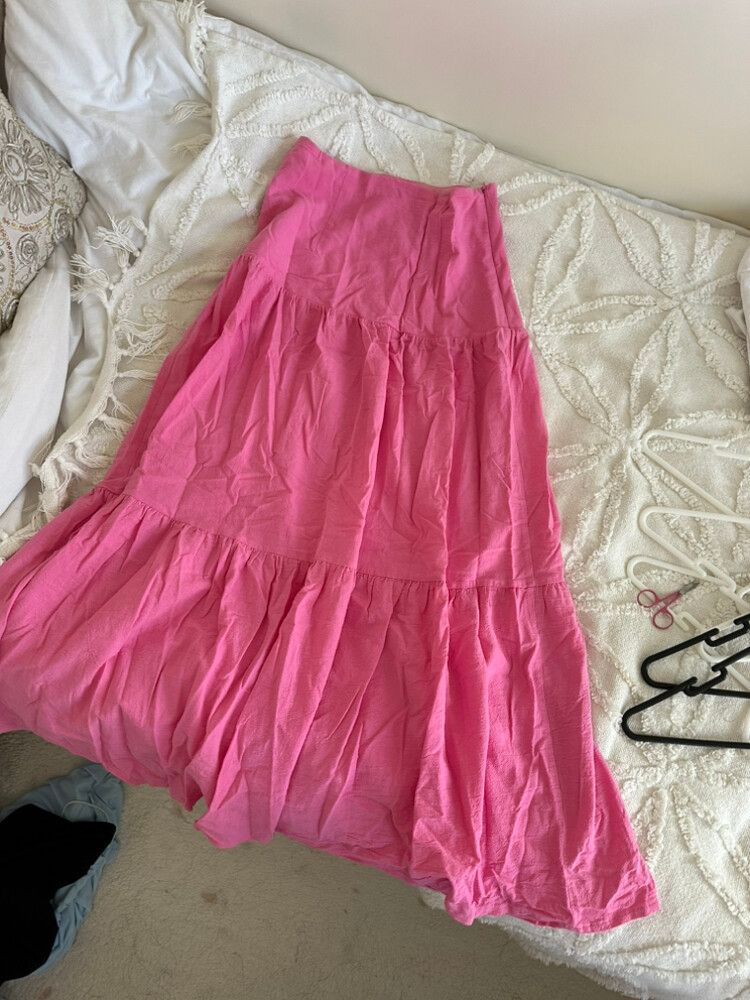 pink tier maxi skirt