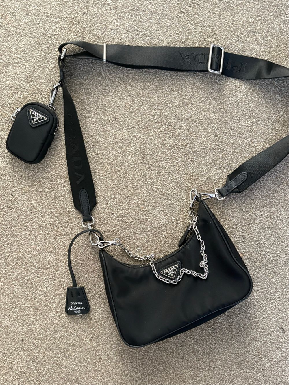 black nylon shoulder bag