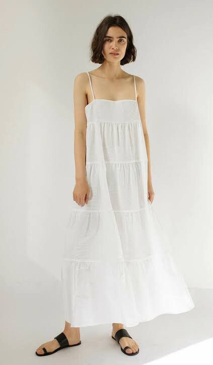 white halter neck lace dress ROSEE de MATIN HALTER NECK LACE MIDI DRESS IN White main image 1