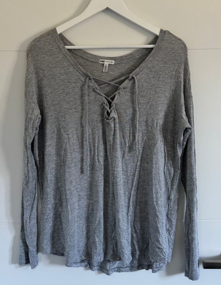 Victorias Secret PINK Grey Longsleeve Supersoft tee
