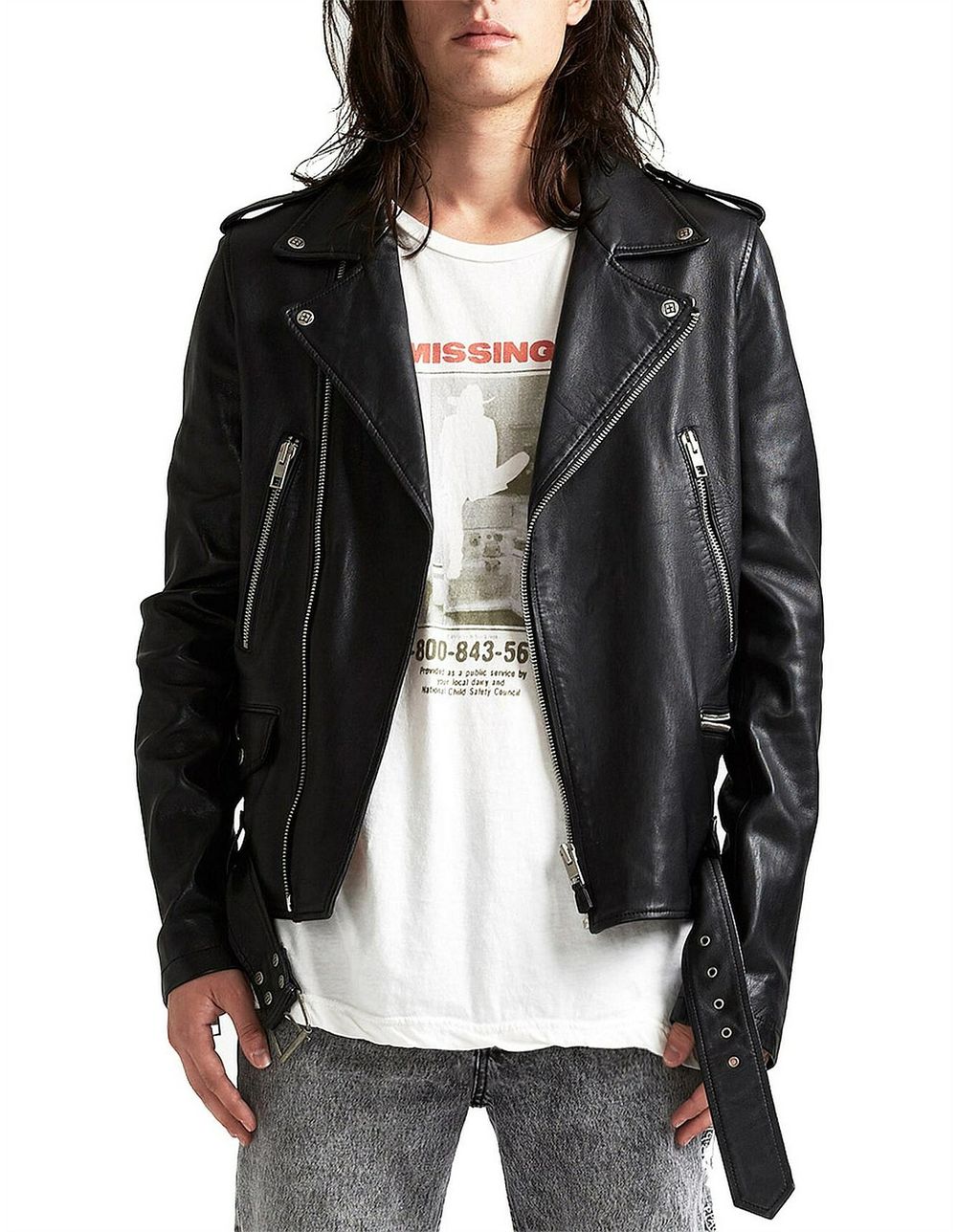 Ksubi Loathing Leather Biker Jacket