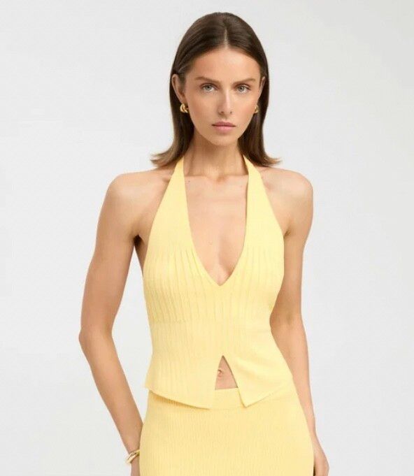 kookai yellow halter dress Tahiti