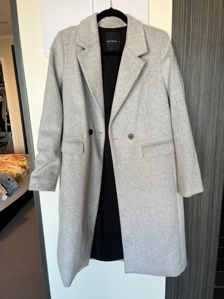 Decjuba Grey Double Breasted Coat