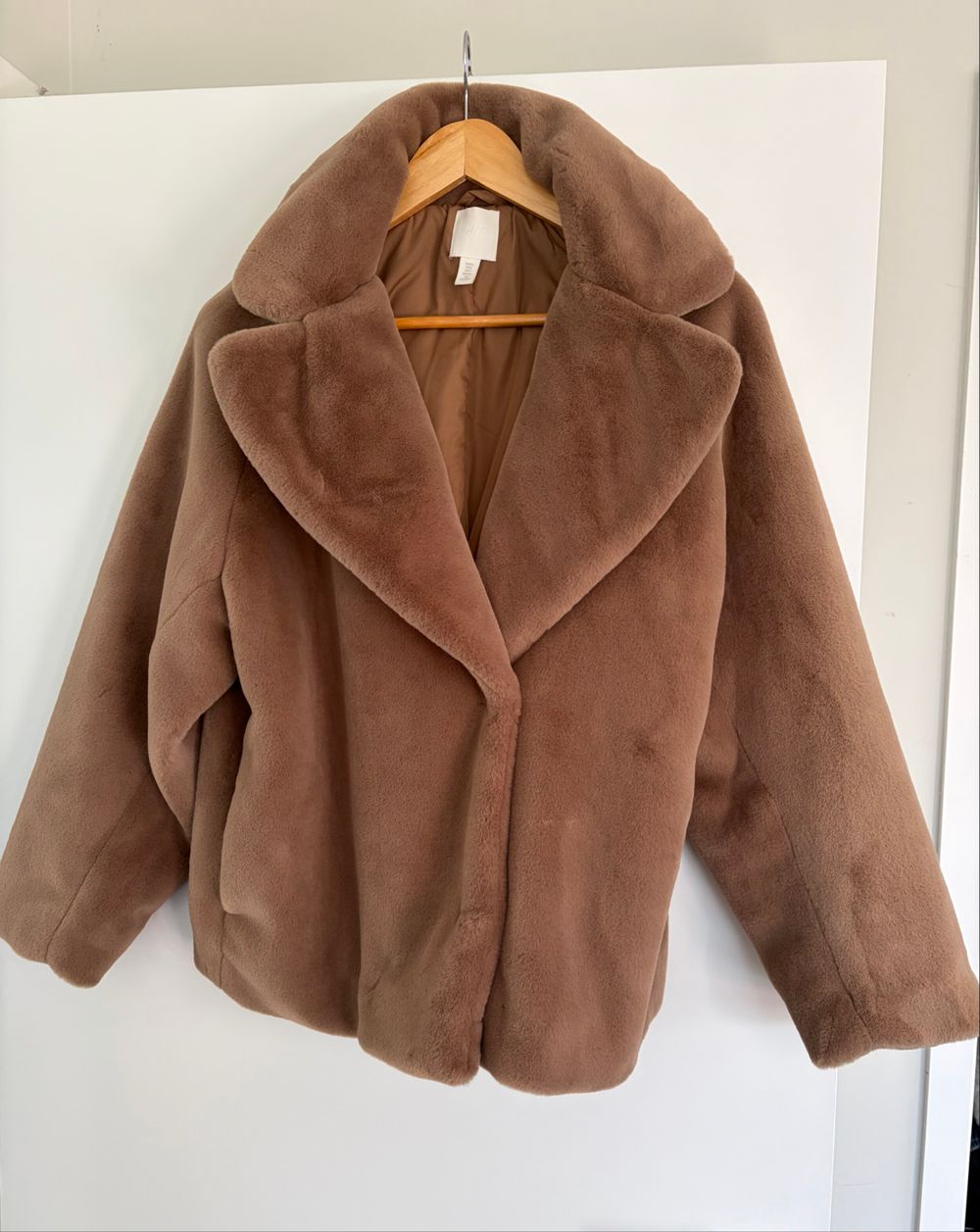 H&M Light Brown Faux Fur Coat