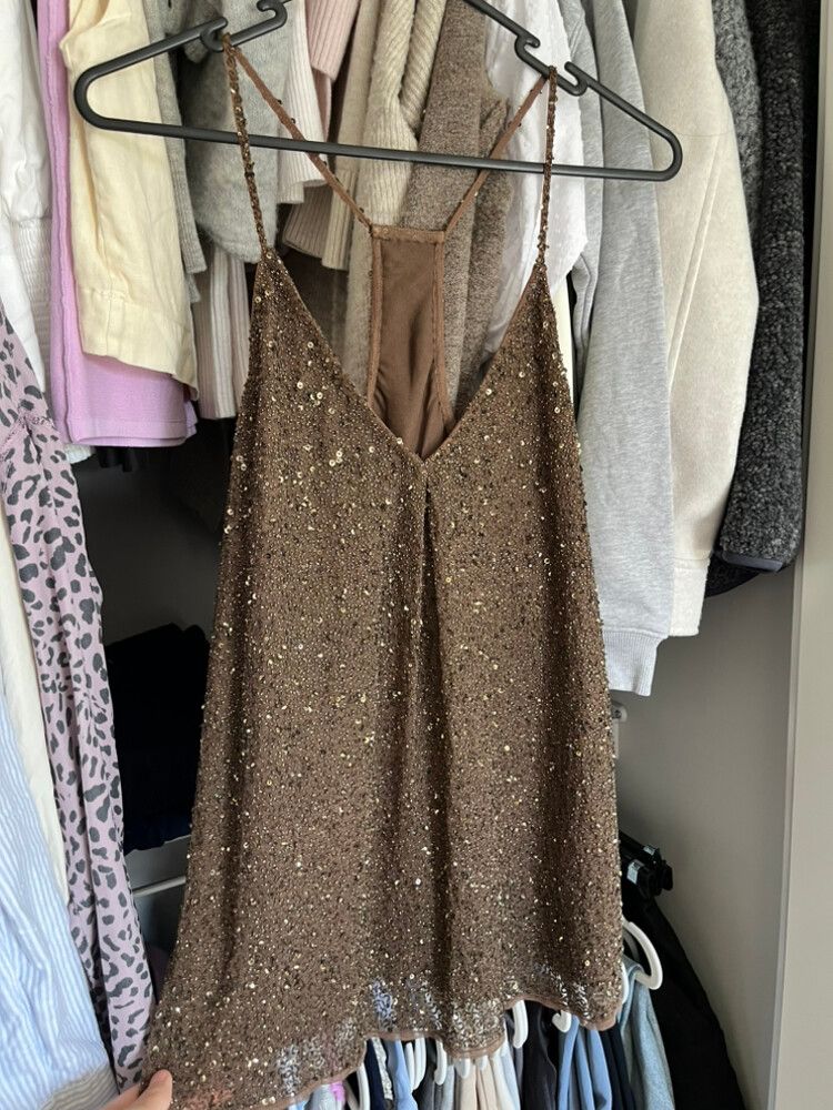 Ralph Lauren Gold And Bronze Sparkle V Neck Top