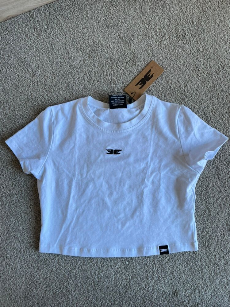 Elite Eleven Crop White Baby Tee