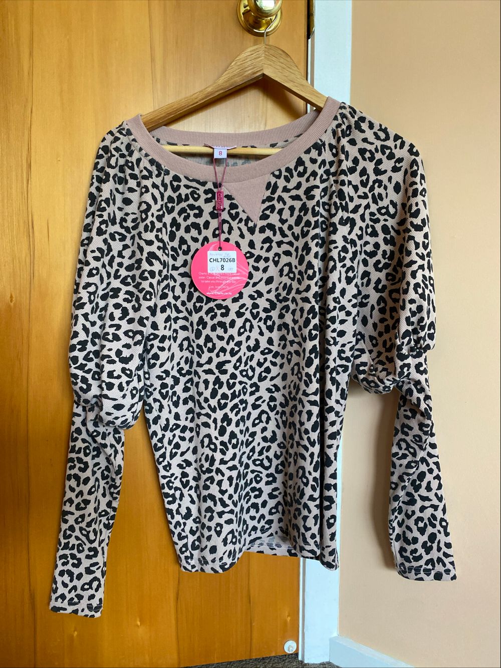 Augustine/Charlo Beige Leopard Print Top