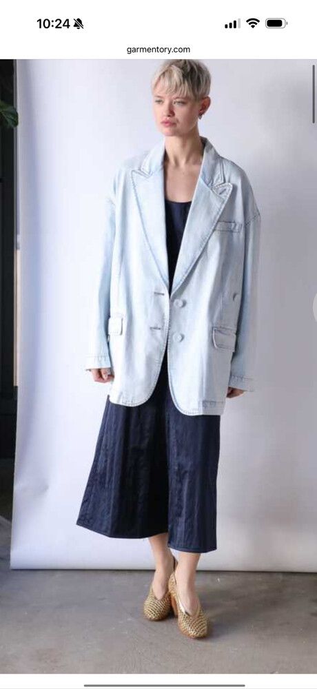 Tibi Bleached Denim Liam Blazer