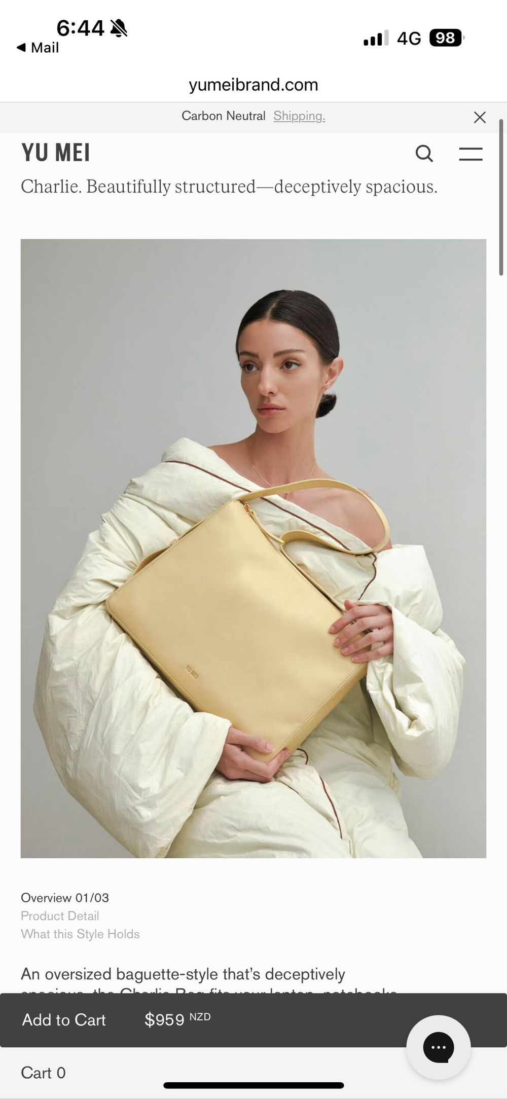 Yu Mei Sea Mist Lambskin Charlie Bag