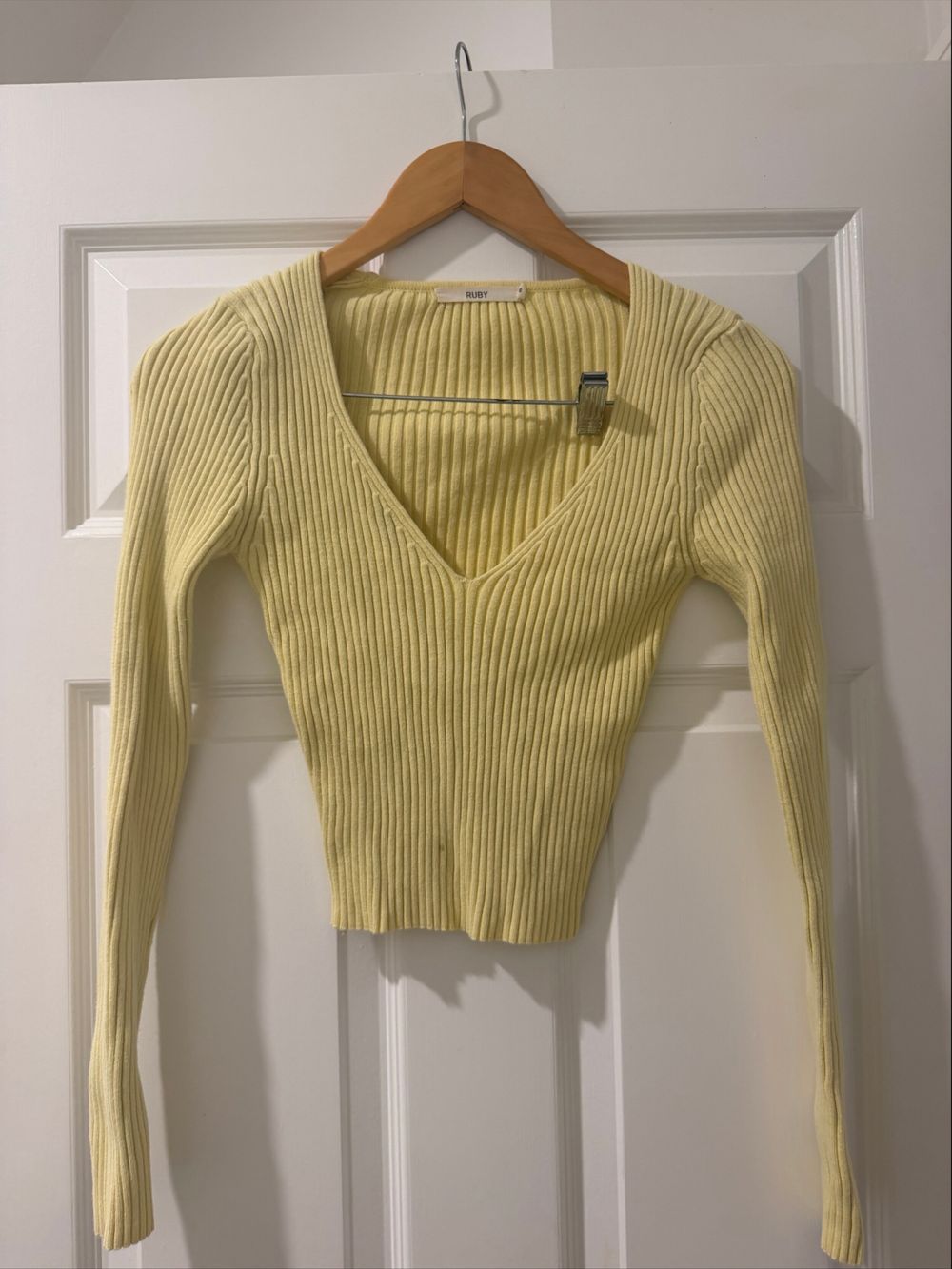RUBY Yellow Ribbed Knit top