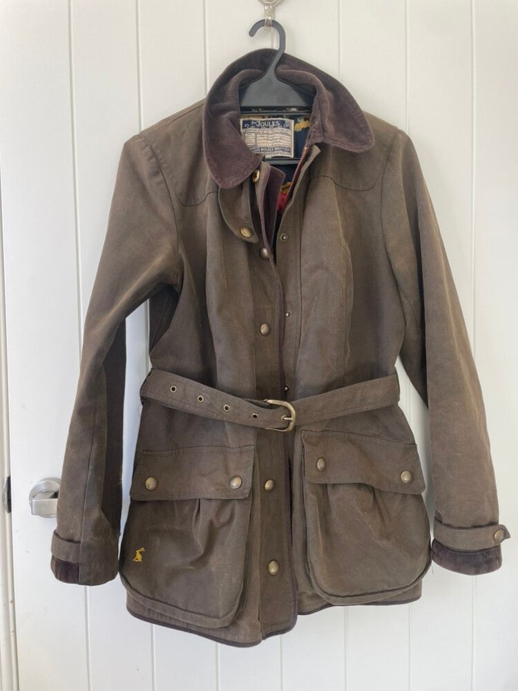 Joules Brown waxed Belted Jacket