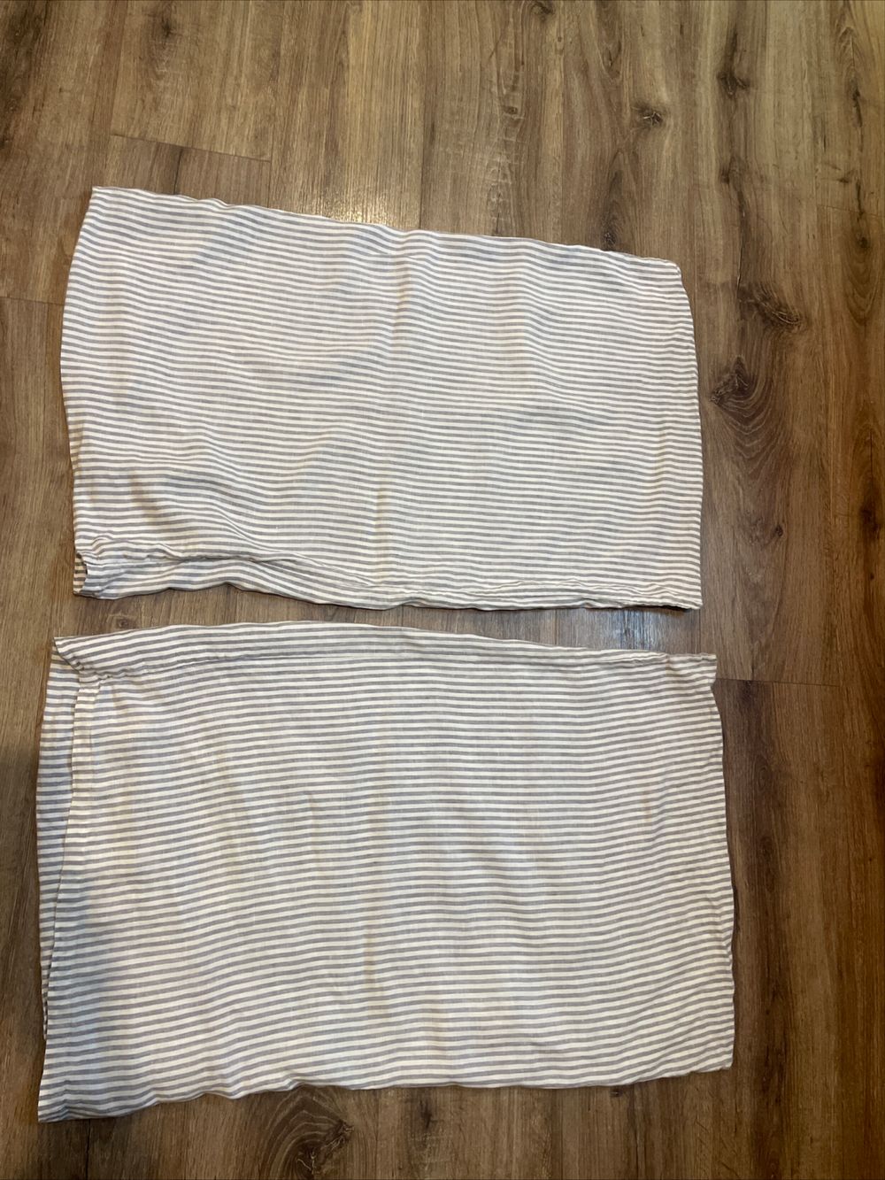 Linen White And Grey/blue Striped Pillowcases