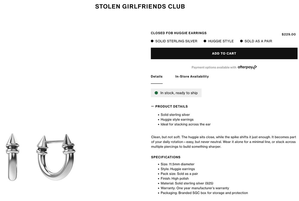 Stolen Girlfriends Club Closed Fob Huggies