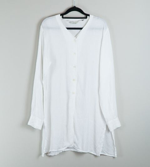 Zara Resort Wear Linen White Longline Shirt