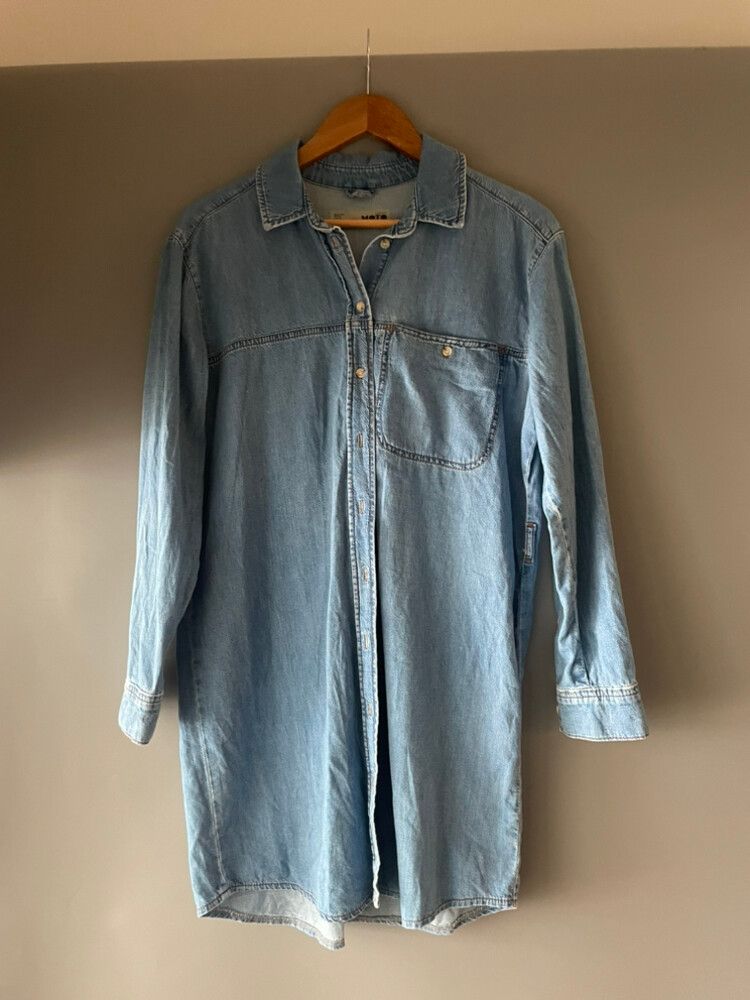 white christmas dresses Belted Denim Shirt Dress - Blue