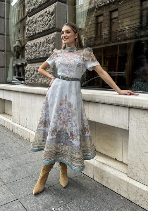 Zimmermann - Eden linen and silk midi dress on Designer Wardrobe Zimmermann - Eden linen and silk midi dress on Designer Wardrobe