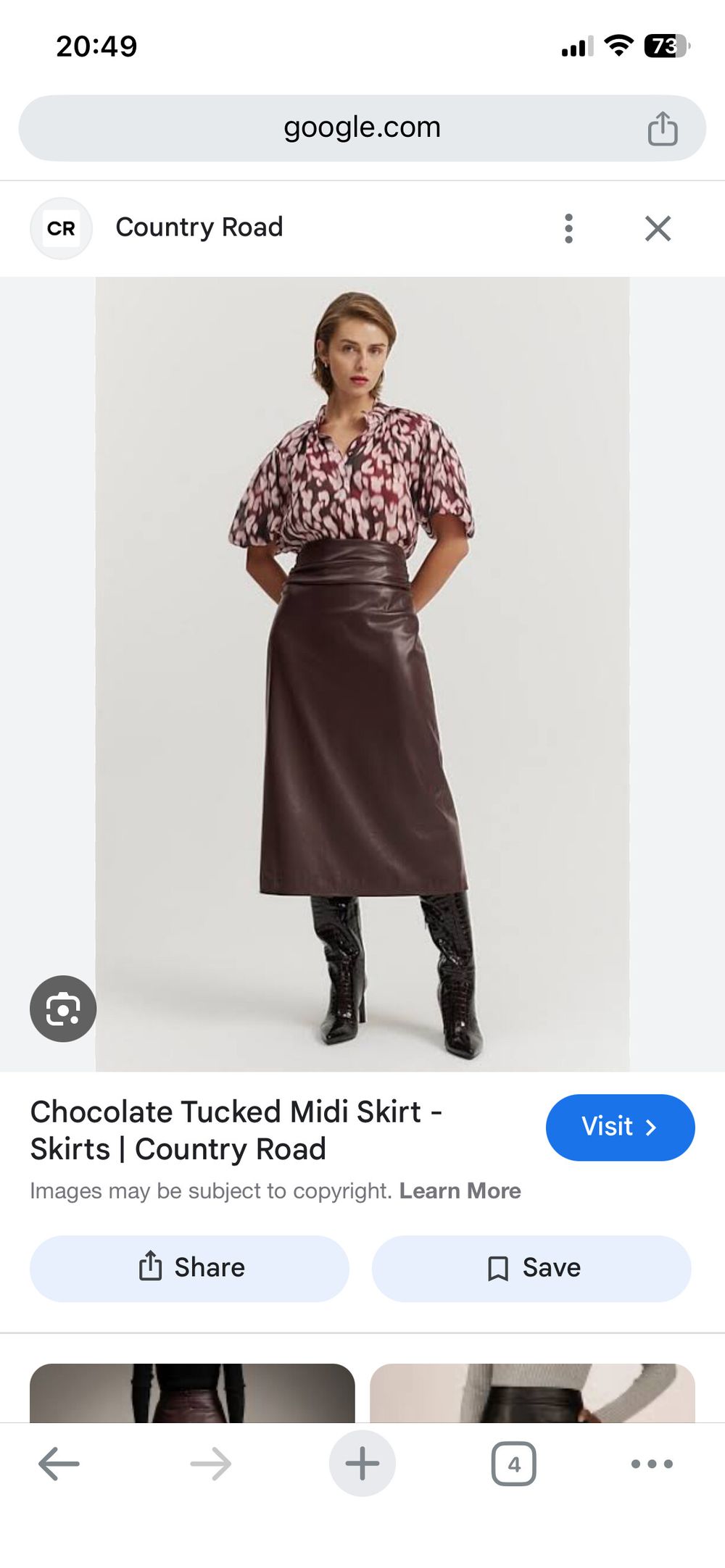 Country Road Brown Faux Leather Midi Skirt