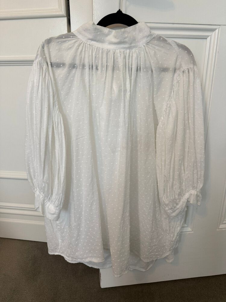 Mahsa White Spring Dot Cotton Blouse size XS