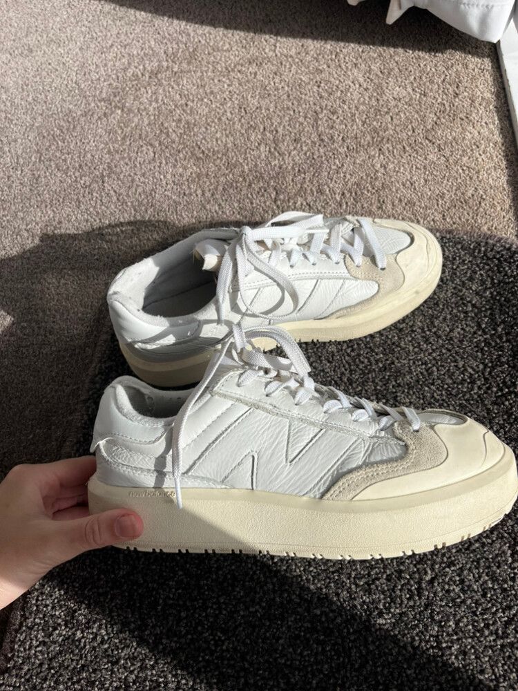 New Balance White Platform Sneakers