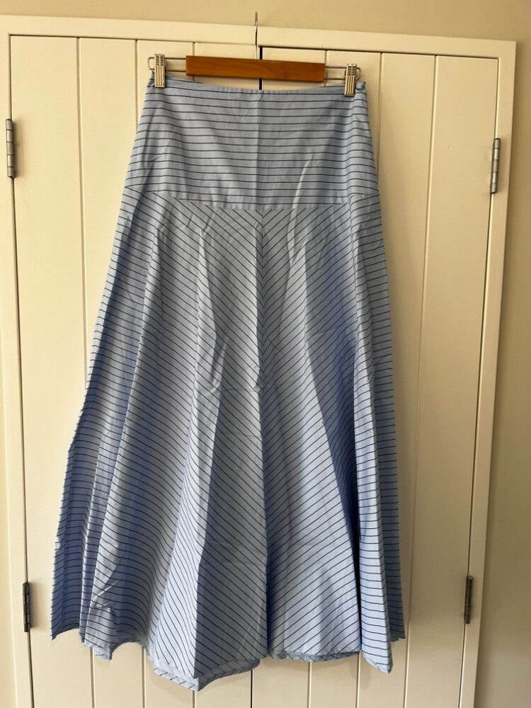 Atmos&Here Blue Striped Midi Skirt