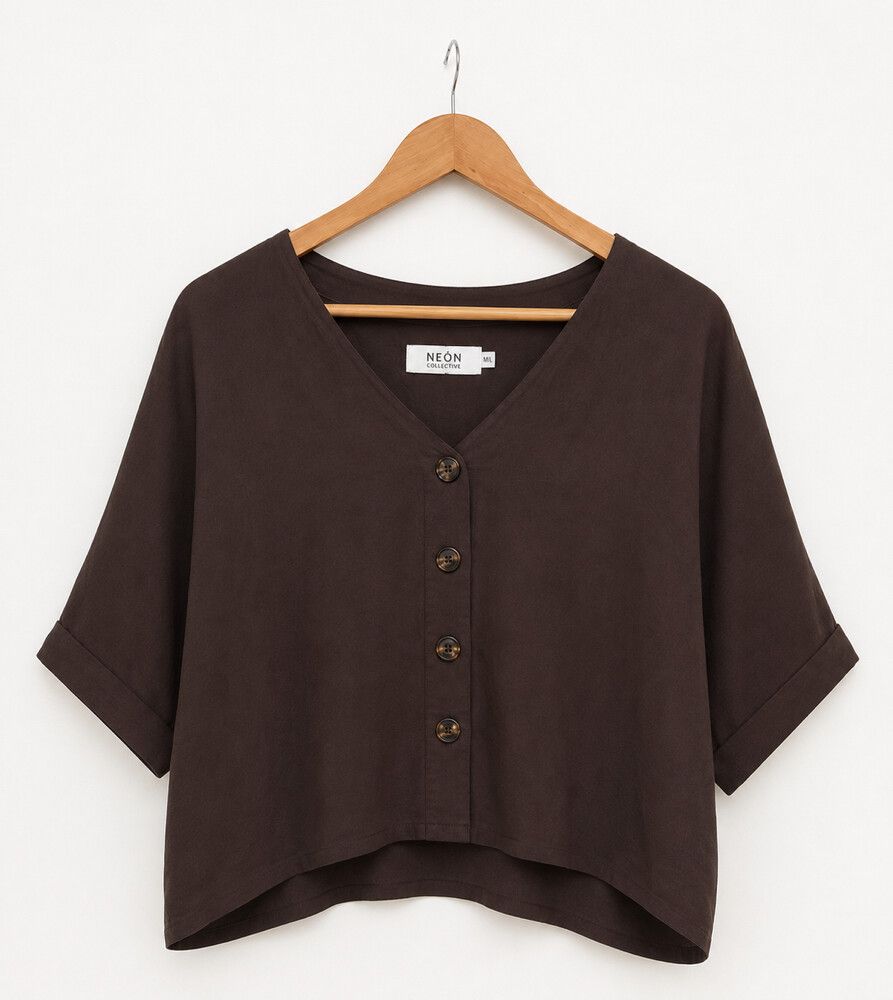 Neon Collective Brown Cropped Blouse
