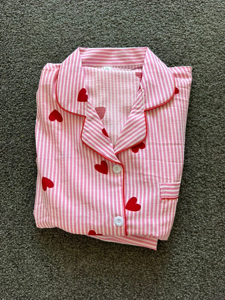 BRAND NEW Pink & Red Heart Pajama Set