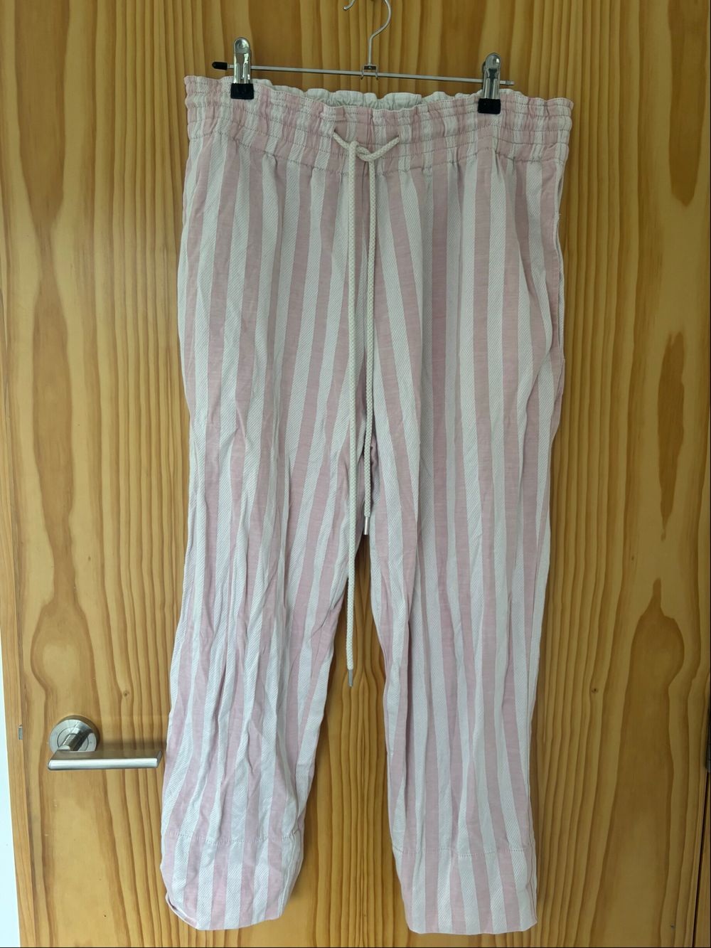 Bassike Pink and White Striped Pants
