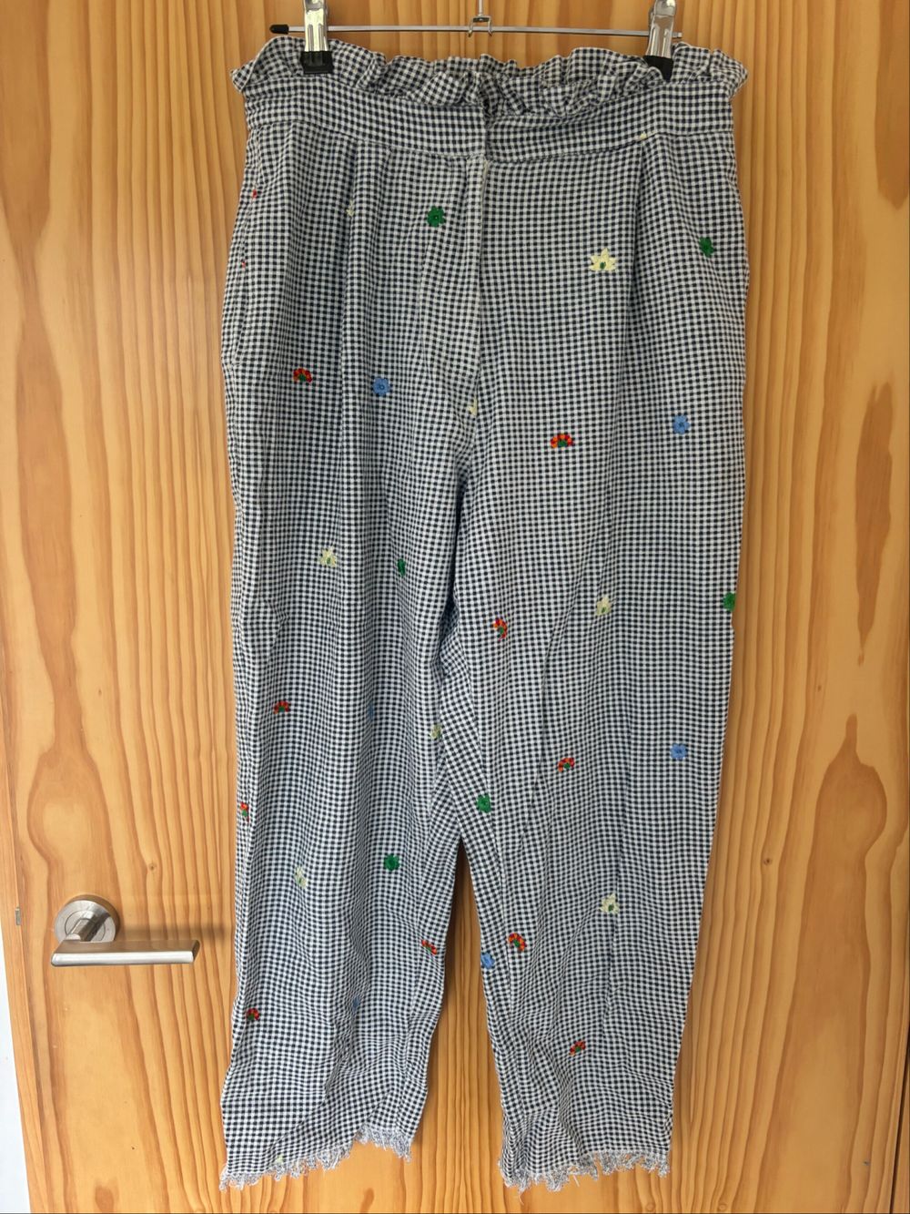 Topshop Gingham Embroidered Pants