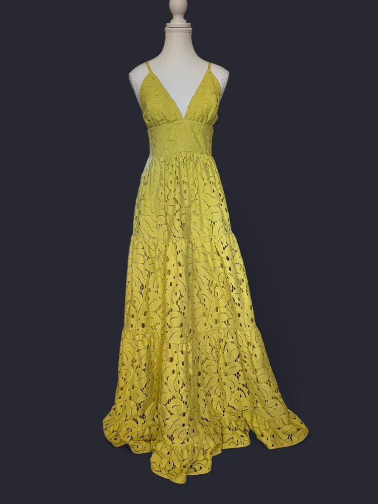 slim fit dress slacks Scanlan Theodore Brocade Dress in Gold