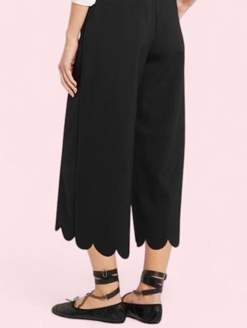 Red Valentino Black Scalloped Wide Leg Pants