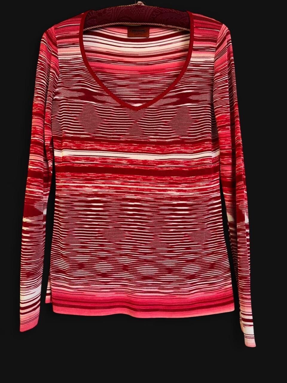 Missoni Red Striped Knit Top
