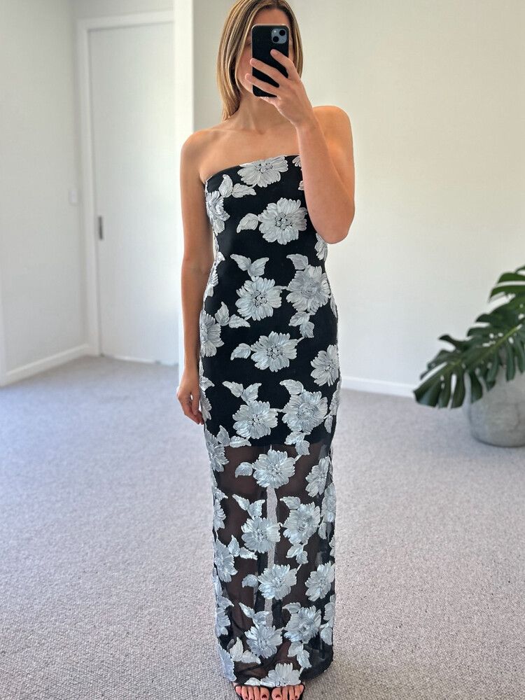 ROTATE Birger Christensen - Flower Mesh Tube Dress on Designer Wardrobe