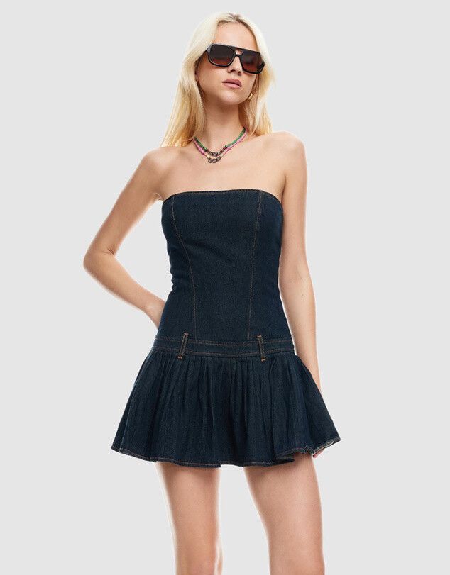 Lioness - Lioness Denim Mini Dress on Designer Wardrobe Lioness - Lioness Denim Mini Dress on Designer Wardrobe