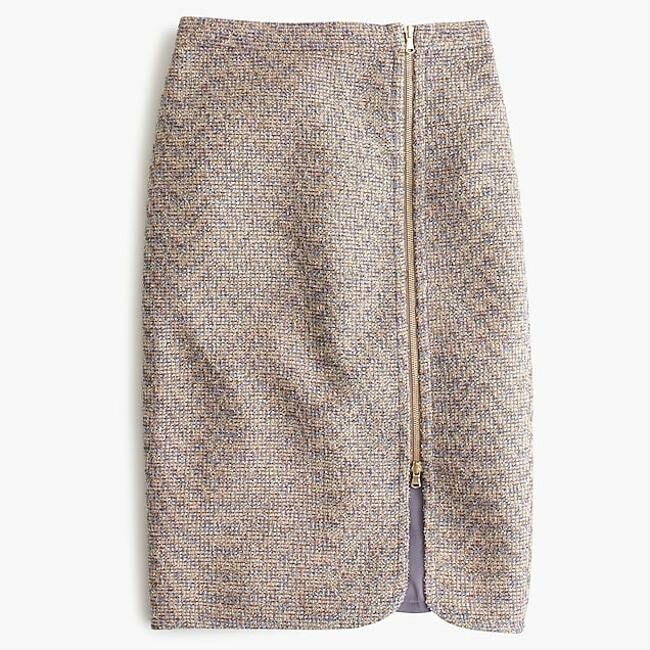 Zip front sparkle pencil skirt