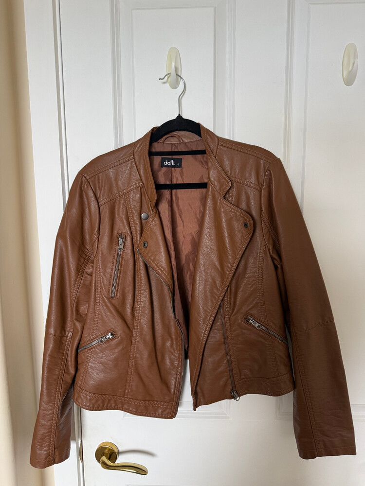 Dotti Brown biker moto jacket
